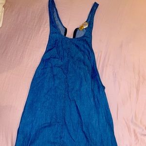 Denim dress. Really cute and stylish
